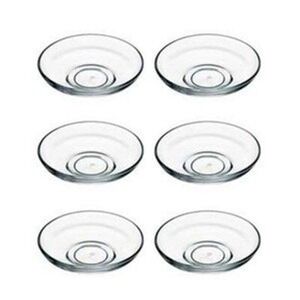 Pasabahce Heybeli Turkish Tea Saucers Set of 6 Clear Glass Plates 42361 New